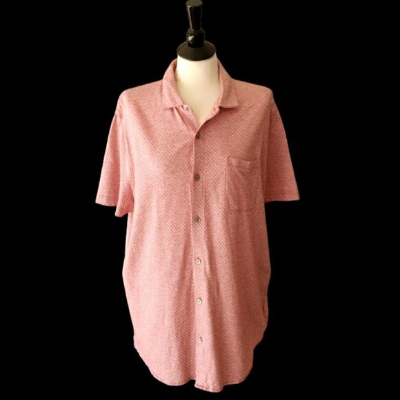 Men's Michael Kors Diamond Print Fitted Stretch Button Down Shirt Dusty Rose XL - Picture 1 of 6